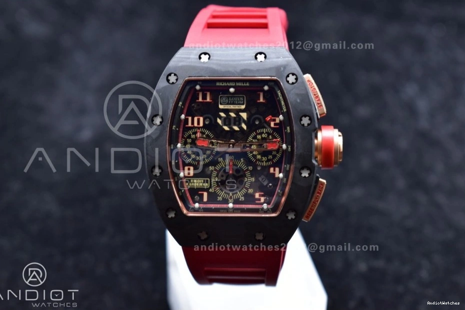 Lotus Edition 1020 RM011 Crystal Dial A7750 V Rubber Red on Strap ModernLook Best Chrono NTPT KVF 1:1 1117
